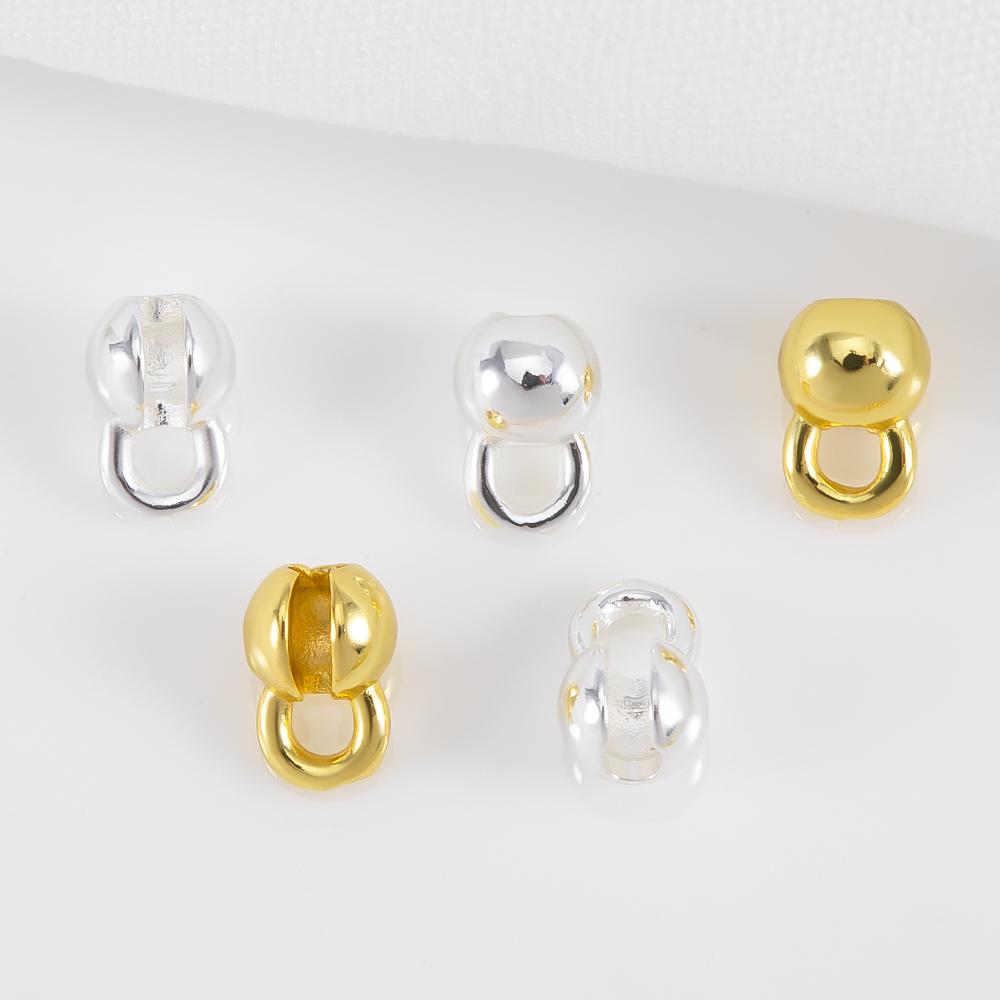 10pcs 20pcs 18K Gold Plated Brass Shell Ends Connector With Loop for Pearl Bracelet End Caps Buckle DIY Jewelry Making Component