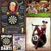 Vintage Darts Billiards Pinballs Metal Tin Signs - Bar Club Pub Wall Decor, Entertainment Venues Home Plaques