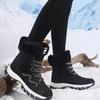 Plush Mid-top Winter Boots Women Warm Cotton Shoes Anti-slip Rubber Sole Outdoor Sneakers Plush Waterproof Ladies Hiking Footwear