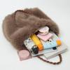 Women's Faux Fur Shoulder Bag, Large Capacity Fluffy Tote Bag with Braided Strap, Winter Warm Elegant Commuter Handbag