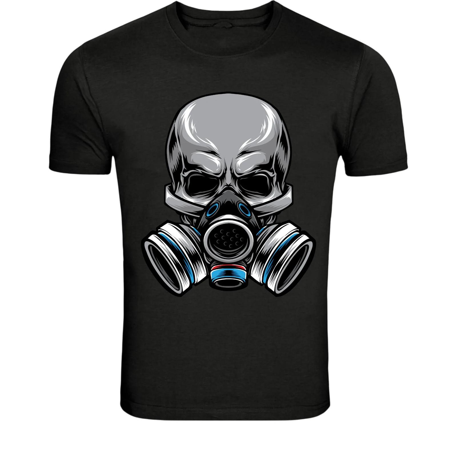 Skull Gas Mask T-Shirt - Dark Apocalypse Skeleton Graphic Tee S разноцветный