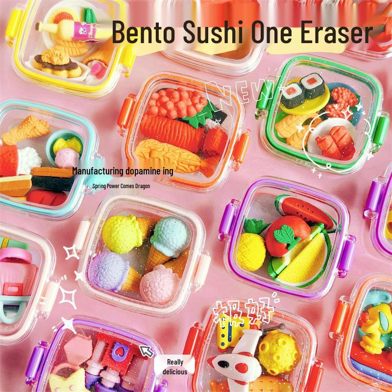 Fruit-Shaped Cartoon Eraser - Chip-Free, Clean, No Residue; Ideal for Kids, Kindergarten, Creative and Cute Design Princess Doll Bento Eraser 1 Box