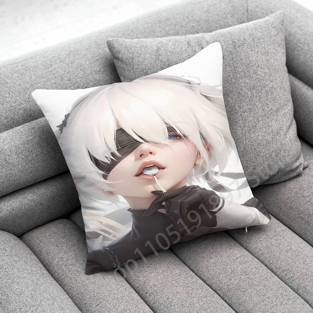 Game Nier A-Automata 2B Throw Pillow Case For 55X55Cm 40X40Cm 45X45Cm 50X50Cm 30X30Cm Square Office Pillowship Cover