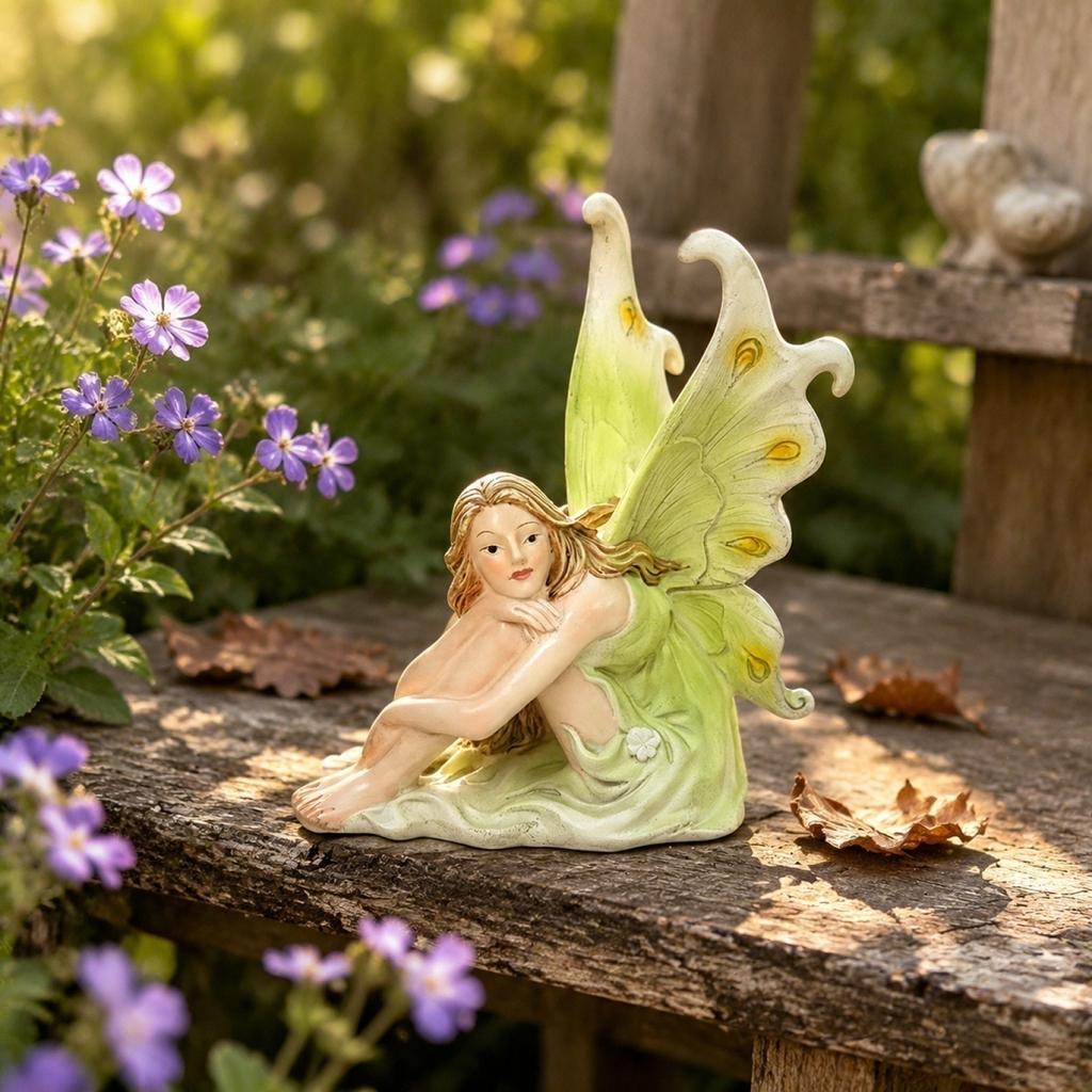 Fairy Figurine Garden Ornament Resin Fairy Statue Decorative Miniature Fairy Sculpture for Indoor Outdoor Home Garden Patio Decoration