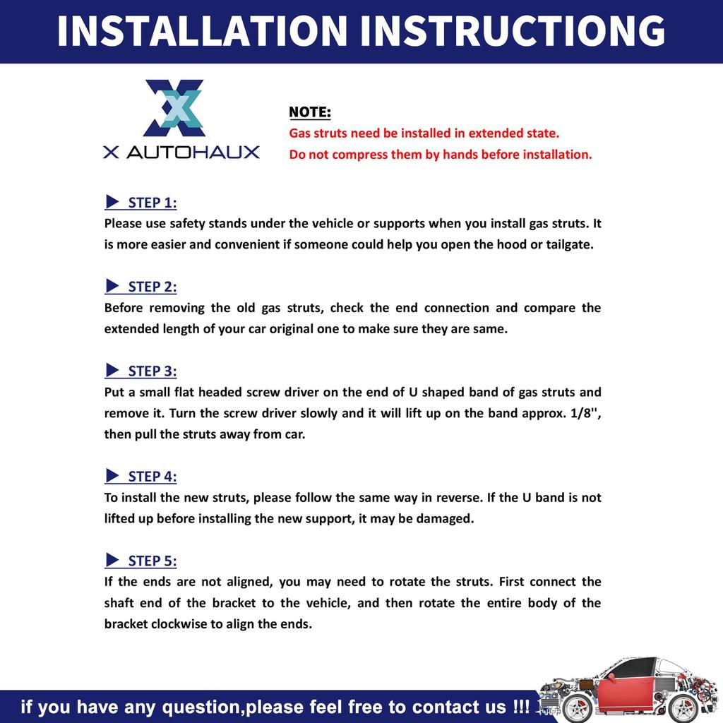 X AUTOHAUX Rear Damper for Rear Gate Rear Hatch Back Door Rear Hatch Trunk Hydraulic Gas Spring Gas Vehicle Inspection Replacement Support Custom