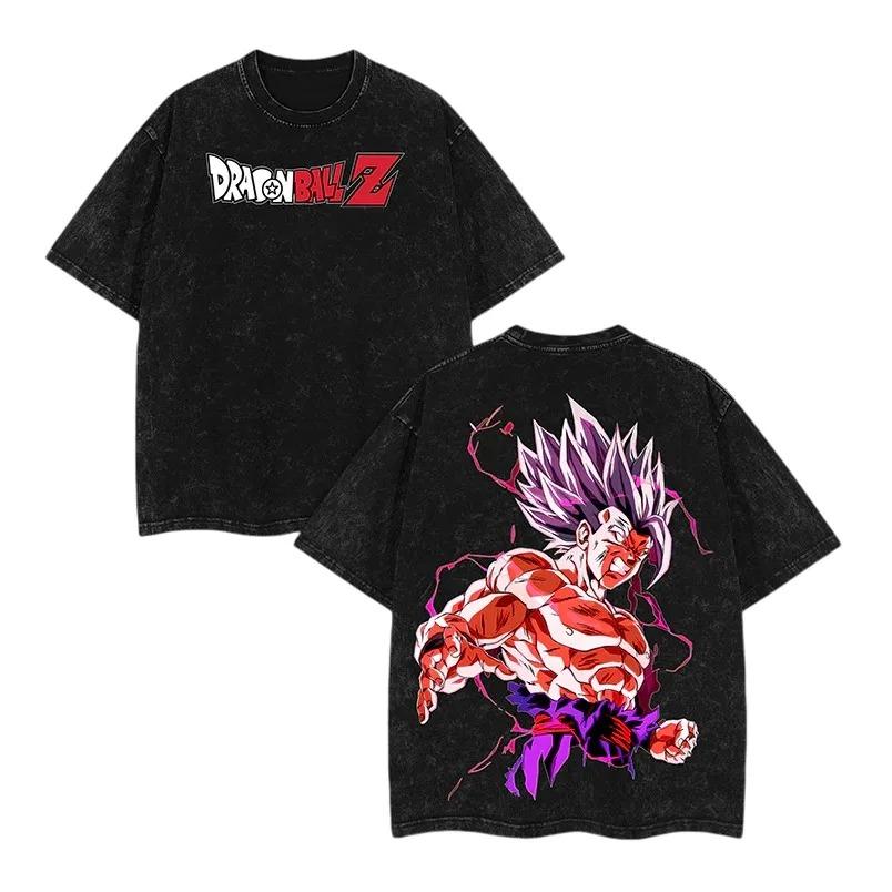 Japan Classic Anime Dragon Ball Graphic Print T-Shirt Men Women Streetwear Harajuku Fashion Retro Washed Cotton Summer New Tee Casual Oversized Top