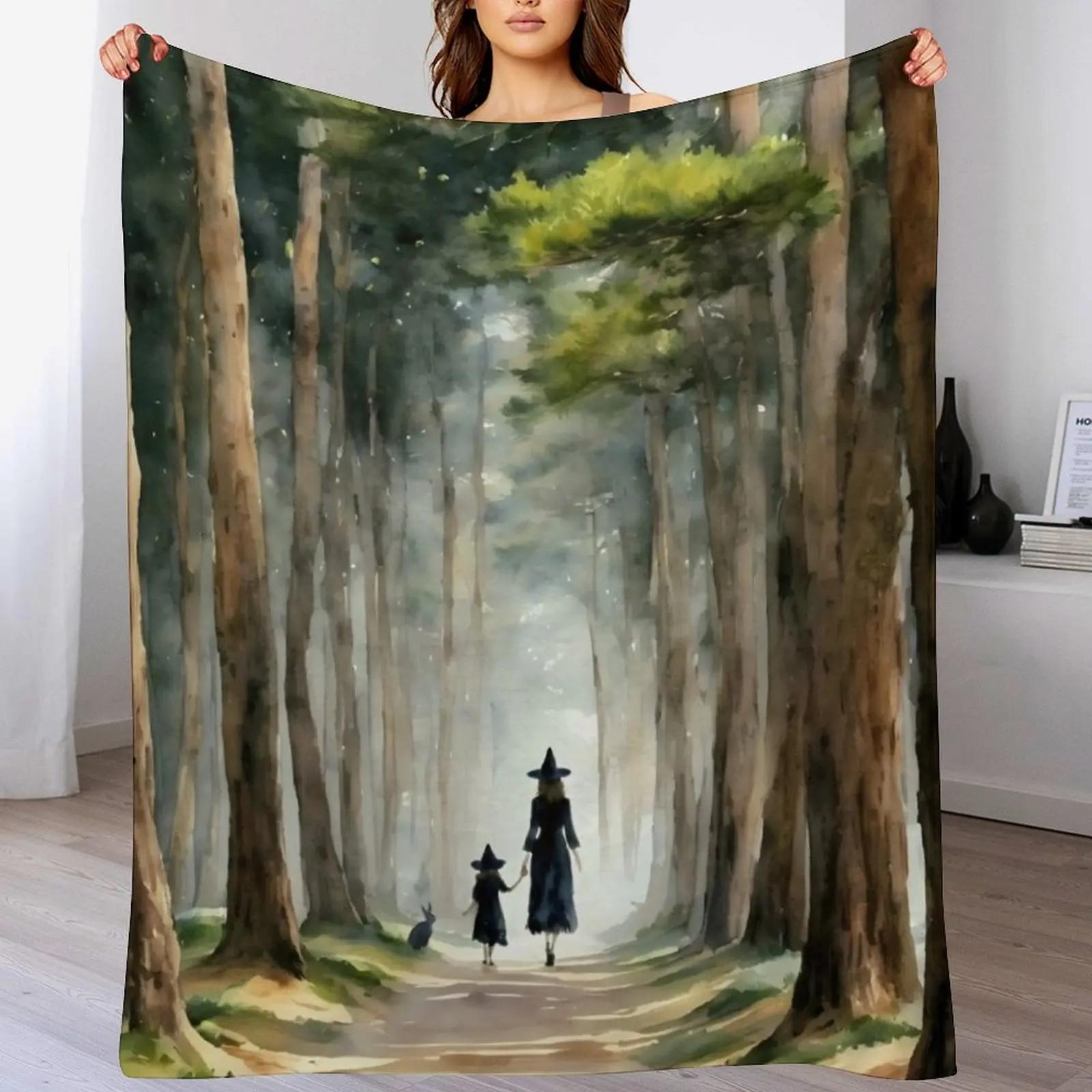 

Daughter Witchy Art Print of Mother and Child Witch Witches Pagan Parents Throw Blanket Gift for boyfriend soft 102x76cm(40x30in)