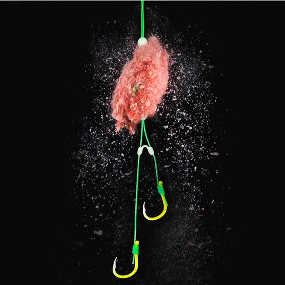 with PE Line Carp Hooks Spring Fish Hook Fish Line Hook Double-Hook Carp Fishing Hooks Barbed Hook