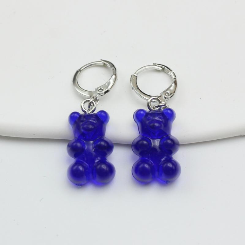 11 Candy Colors Resin Bear Drop Earrings for Women Korean Simple Creative Transparent Brincos Jewelry Birthday Gift