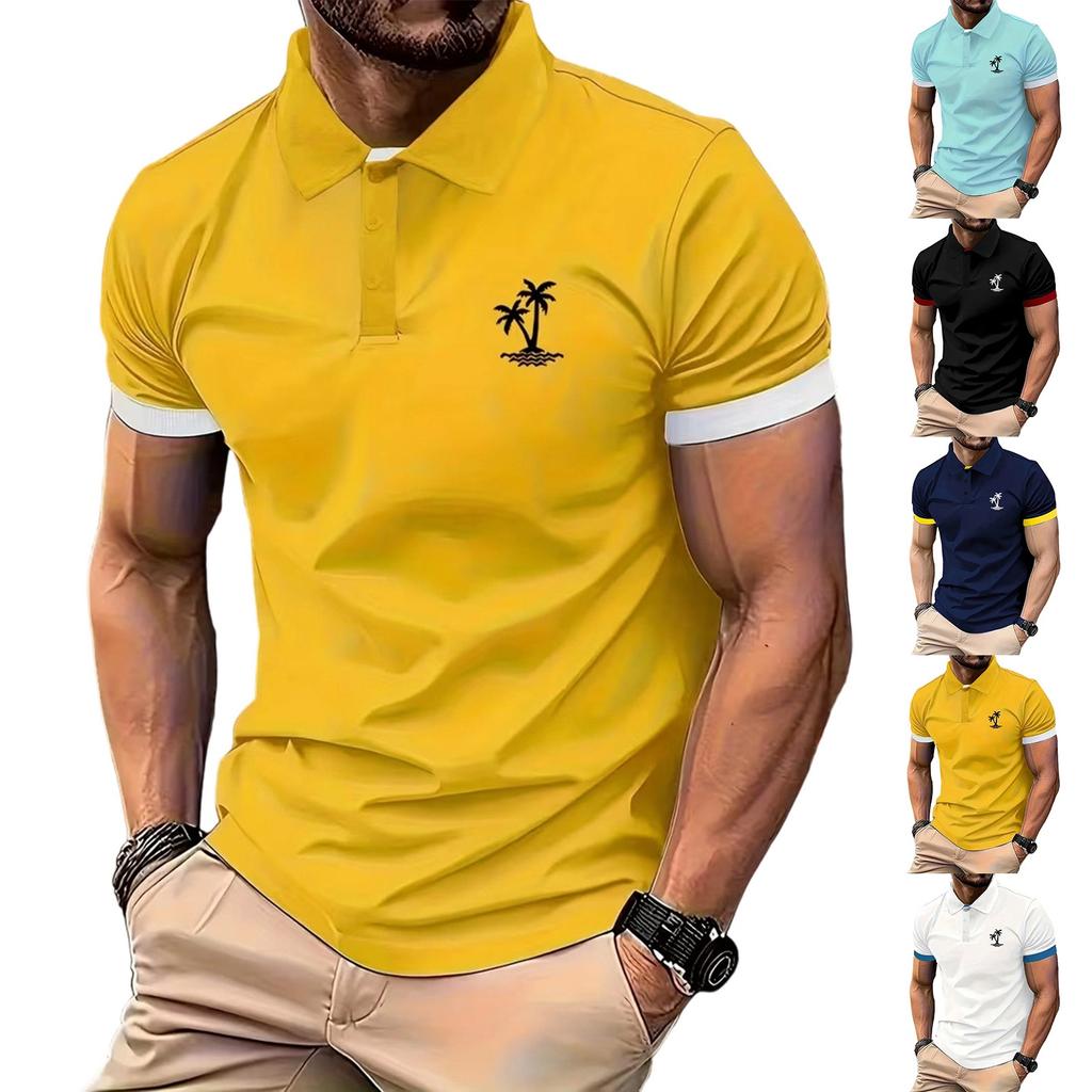 Camisa Deportiva de Manga Corta con Cuello Multicolor para Hombre