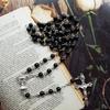 Religion for Cross Rosary Necklace Black Imitation Praying Meditation Gift Suppl
