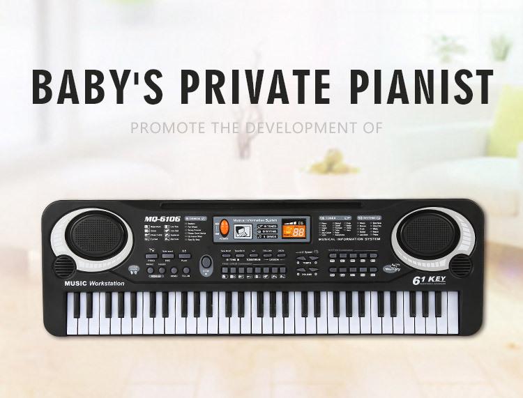 61-Key Children's Electronic Keyboard with Microphone - Educational Musical Toy Piano with Power Supply