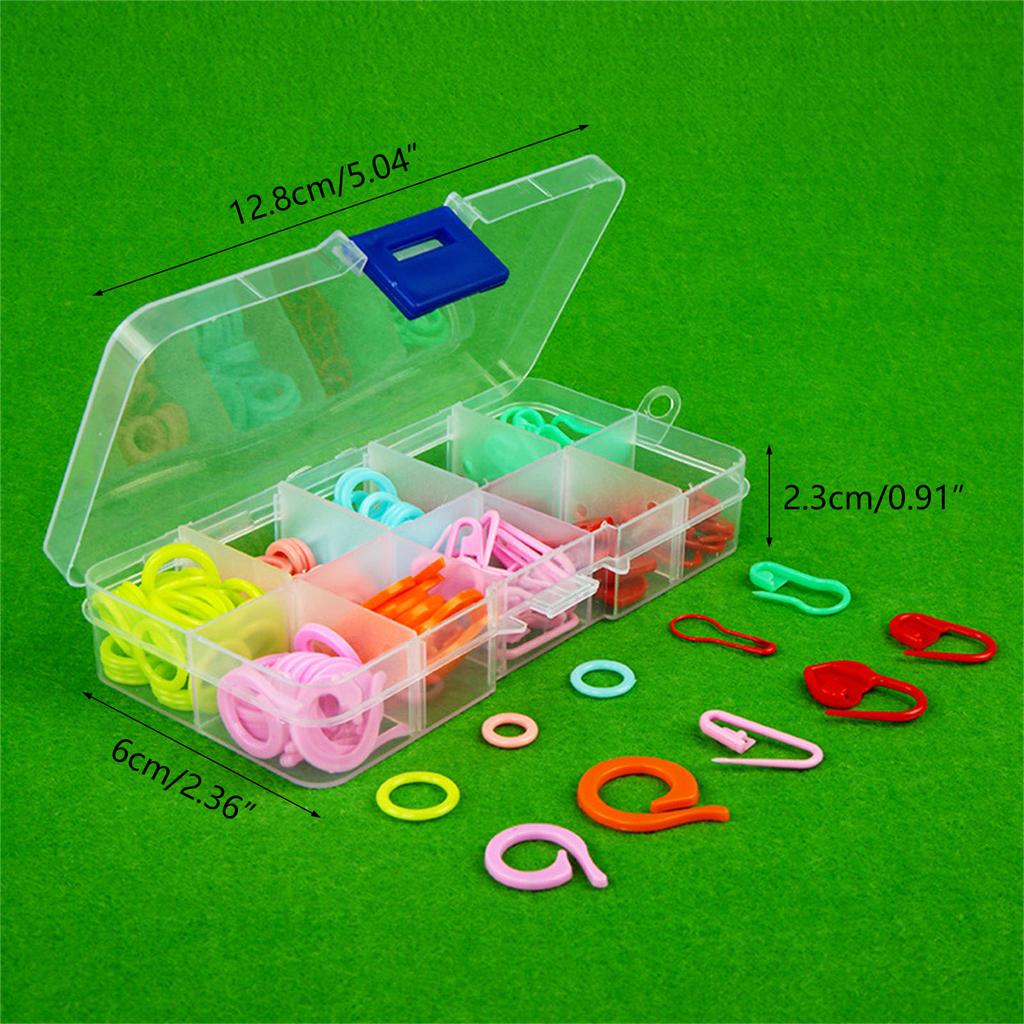 Multi-Color Knitting Markers and Crochet Accessories Including Stitching Marker Rings Big Eye Needle and Safety Pins