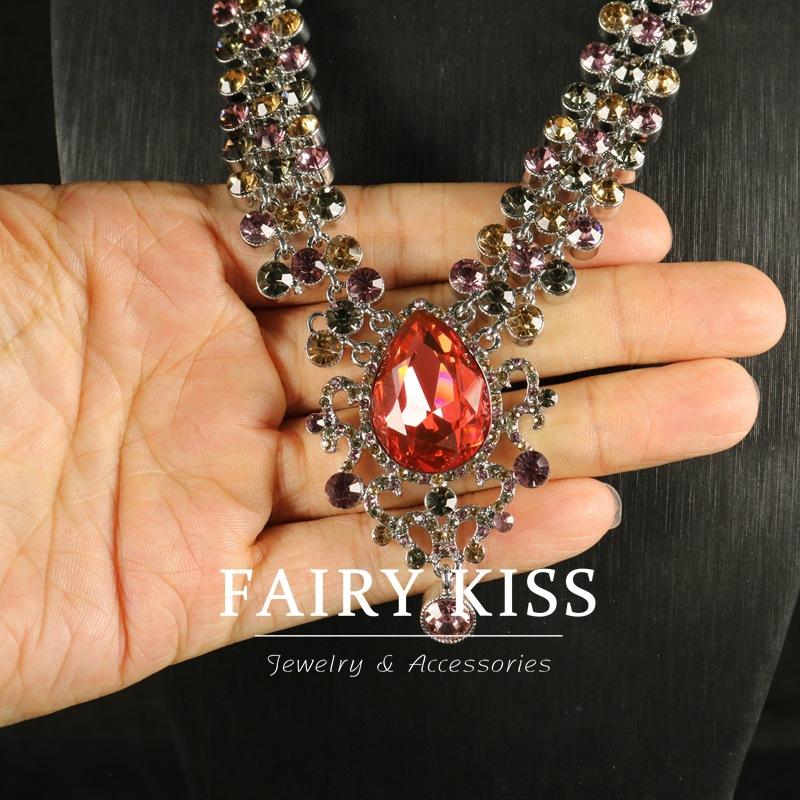 Heavy Industry Full Diamond Multi-layer Water Drop Drop Drop Ruby High-end Colored Diamond, Fashion Necklace Women