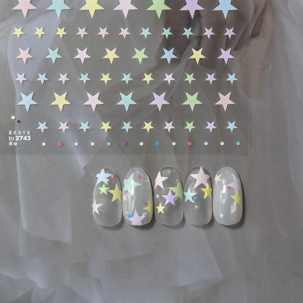 Metal Star Nail Stickers Exquisite 5D Bronzing Silver Five-pointed Star Mini Nail Art Stickers DIY Self Adhesive Manicure Decals