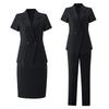 Ensemble tailleur-pantalon professionnel à manches courtes pour femme