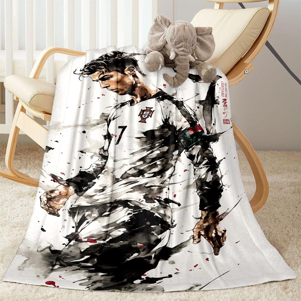 Football Legend Celebration Blanket Soft Warm Cozy Perfect for Chair Picnics Seaside All-Season Use Modern Style