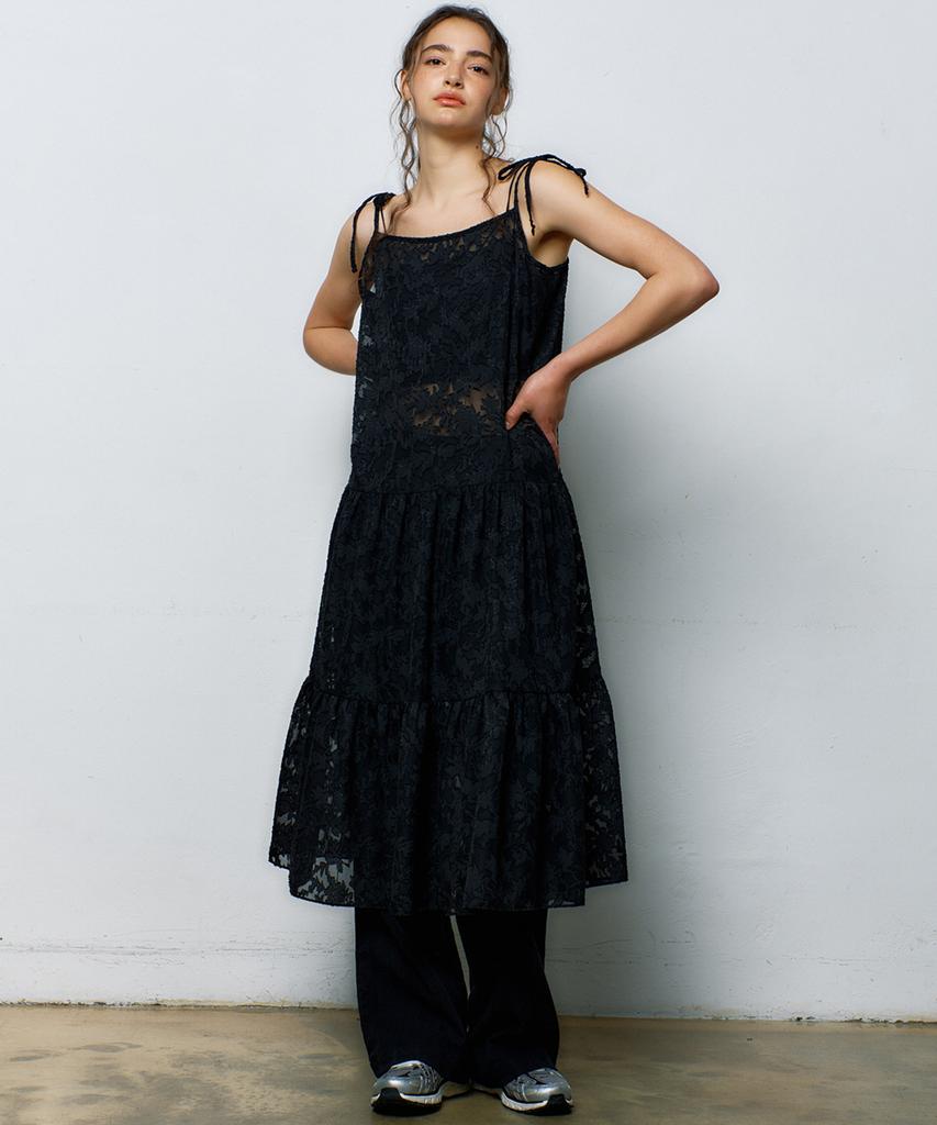 Manavis Seven Airy Sleeveless Dress [Black]