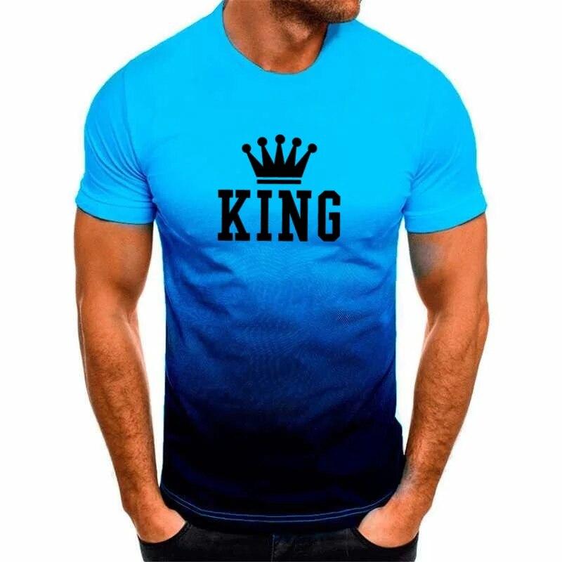 T-shirty w stylu vintage dla mężczyzn list KING Top z nadrukiem graficzny T Shirt ponadgabarytowy O-Neck z krótkim rękawem moda Streetwear odzież męska