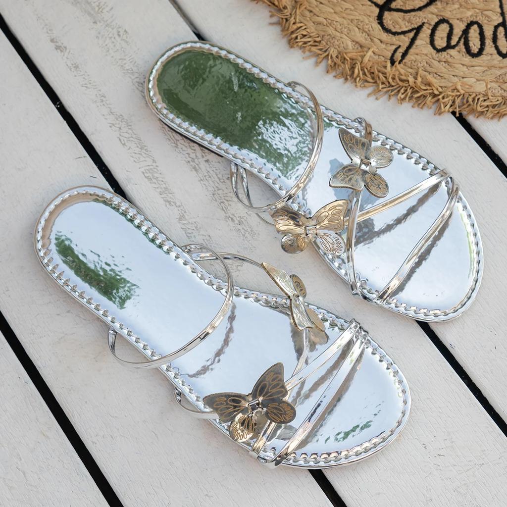 Fashion PU Summer Modern Slippers Low Heel Square Heel 2024 High Quality Shoes Female Outside Solid Shallow Bow Women's Slippers