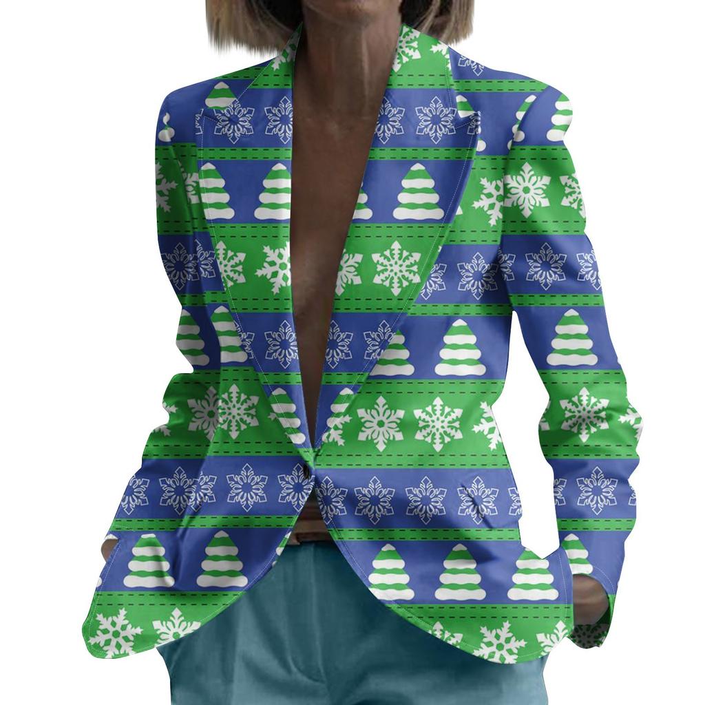 Unisex zimní vánoční potisky bundy k obleku Unisex ležérní módní bundy na knoflíky