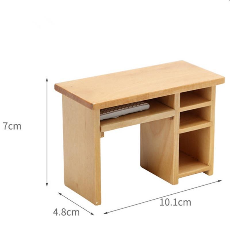 1/12 Puppenhaus Miniatur Zubehör Mini Holz Computer Schreibtisch Modell Simulation Möbel Spielzeug für Puppenhaus Dekorieren