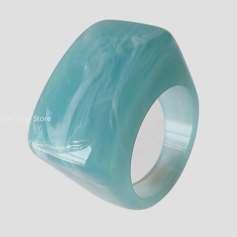 Acrylic Resin Colorful Mixed Block Ring, Unique Unisex Stylish Macrame Band for Men and Women