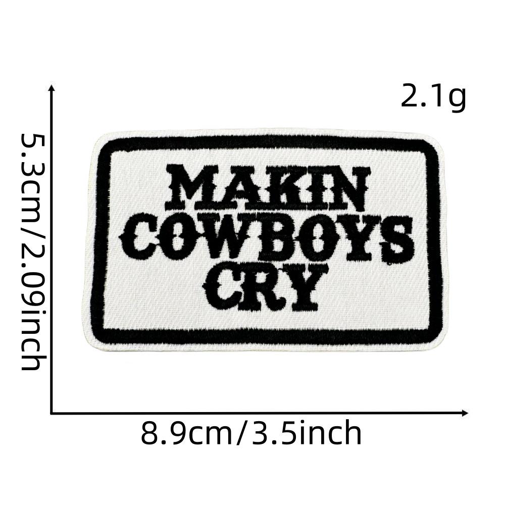 Western Cartoon Boy Denim Iron-On Embroidery Patches for Jackets and Clothing Decor