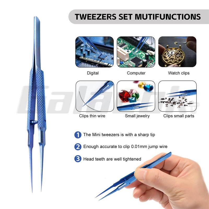 Titanium Alloy Precision Tweezers for Electronic Repair Non-magnetic Fine-point Forceps for Motherboard Fingerprint Detection