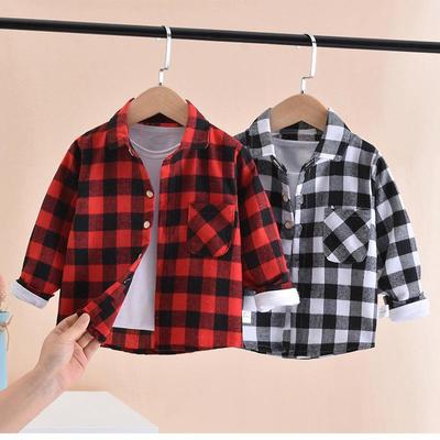 Boys' Long-Sleeve Plaid Shirts - Spring/Autumn: Casual Cardigans & Western-Style Tops for Kids