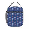 Navy Ship Nautical Anchor And Ship Wheel Ocean Insulated Lunch Bag for Women Kids Leakproof Food Boxes Thermal Lunch Box Tote