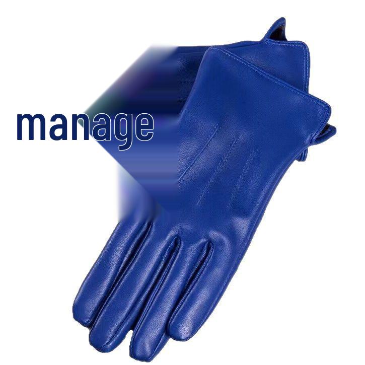 Unisex Patchwork Sheepskin Leather Gloves for Outdoor Cycling and Motorcycle Use