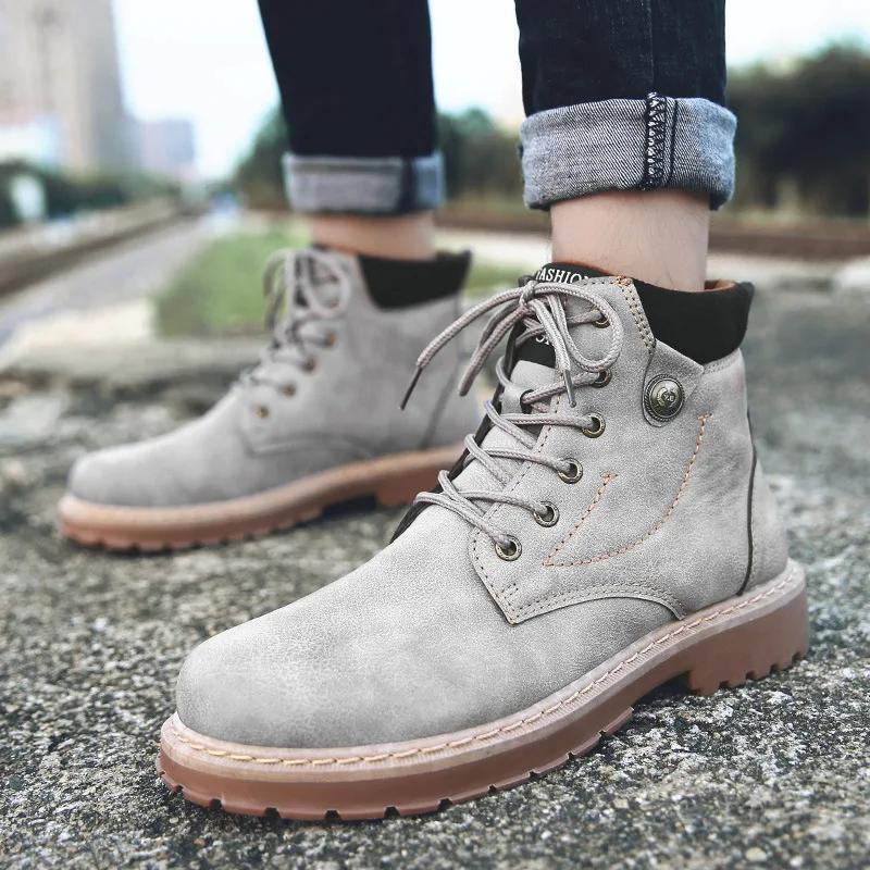 Leather Men Boots Man Shoes with Fur Male Winter Boots Warm Snow Boots Waterproof Work  Edf56