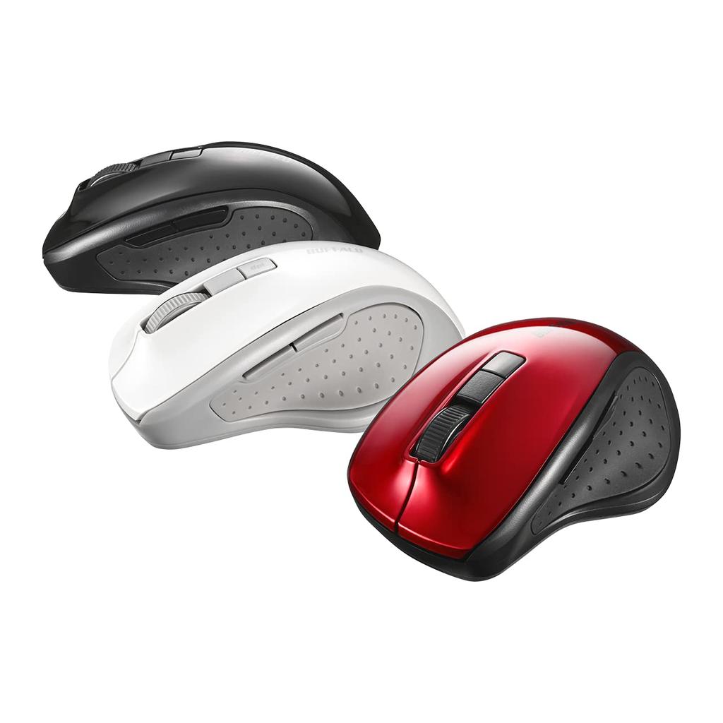 Buffalo 5-Button Bluetooth 5.0 Blue LED Mouse, Red, with Back/Forward Buttons, Energy-Saving, BSMBB305RD