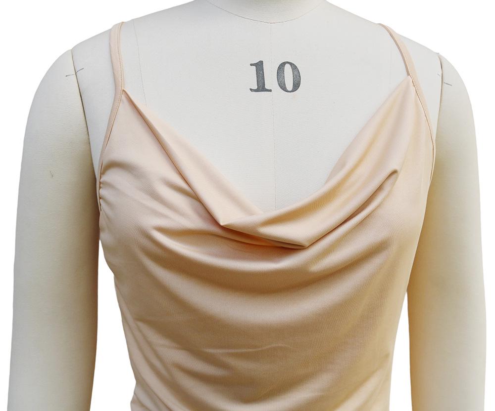 2025 Summer Women's Knitted Ruched Backless Cover-up Dress