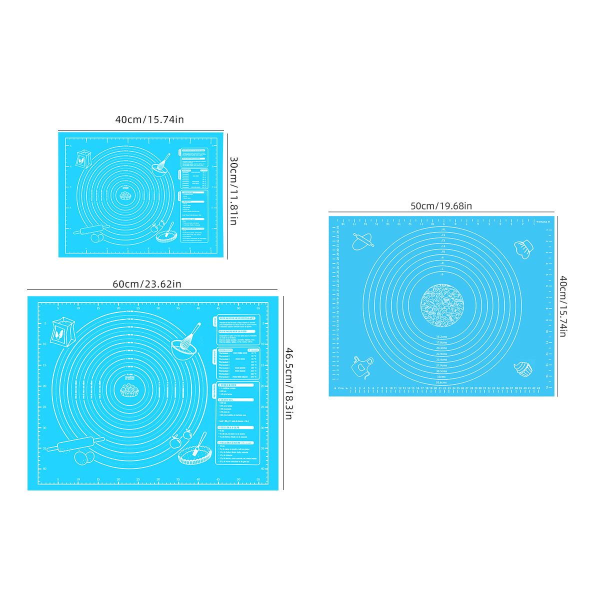 

Антипригарный коврик для выпечки для кондитерских изделий, раскатывания теста и замешивания - Идеально подходит для печенья и пирогов - Кухонный инструмент со шкалой для праздничной выпечки 60*45cm синий
