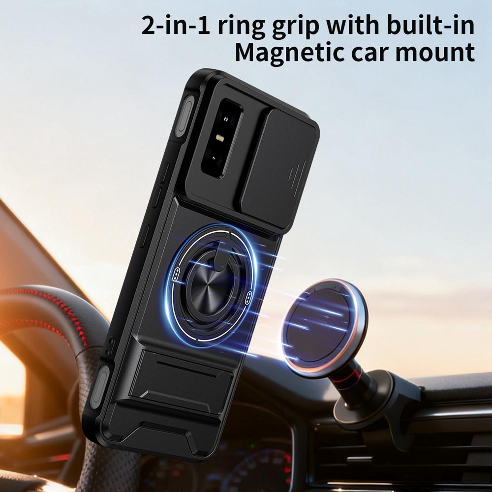 KEYSION Magnetic Phone Case for Infinix GT 30 30 Pro 5G Slide Camera Protection Upright Kickstand 360 Ring Shockproof Back Cover