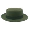 Flat Top Fedoras Jazz Hats For Women Men Solid Color Imitation Woolen Jazz Cap British Style Wide Brim Ladies Bowler Hats Fedora