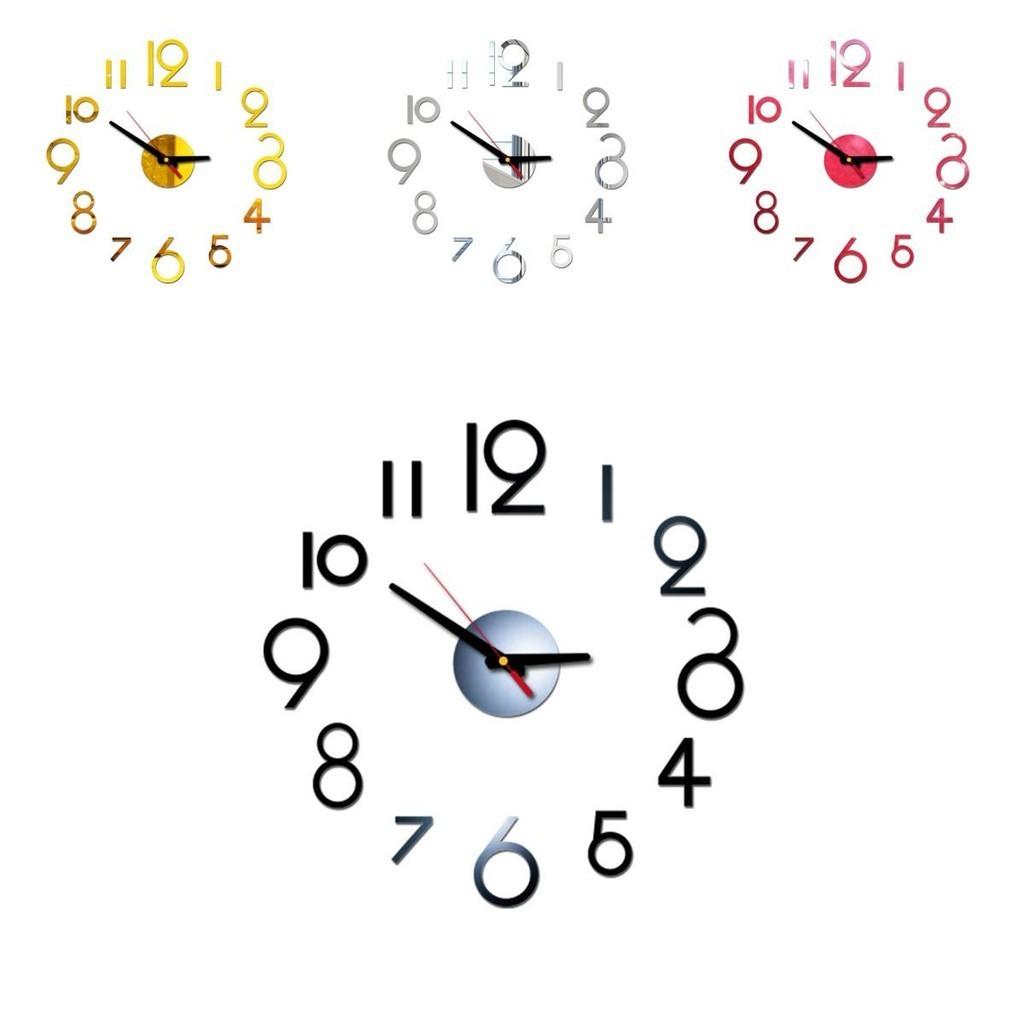 Relógio de Parede Numérico DIY Elegante Adesivo Espelhado 3D Para Decoração Estilosa de Casa e Escritório