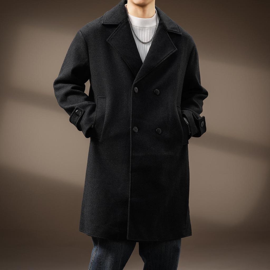 Men's Mid-Length High-Grade Double-Faced Wool Business Coat - Thick, Warm, and Fashionable for Winter