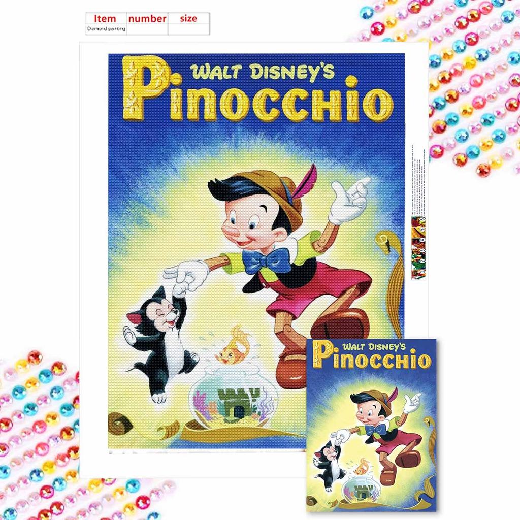 5D Diy Diamond Painting Pinocchio and The Little Black Cat Full Drill Rhinestones Mosaic Embroidery Handmade Products Home Decor Gift