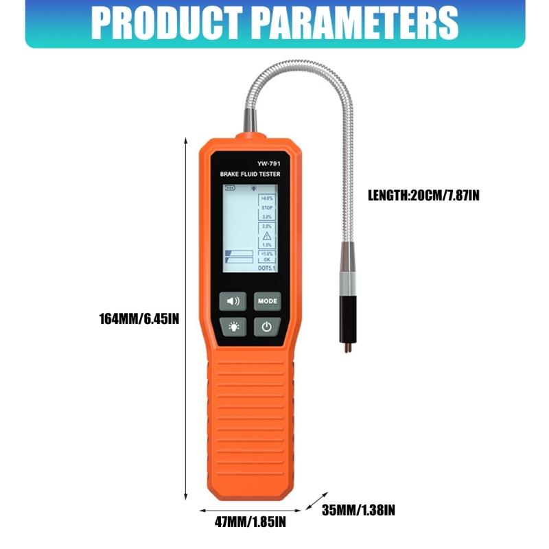 Brake Fluid Tester With Backlight Digital Screen And 260mm Flexible Hose For Efficient Automotive Inspections