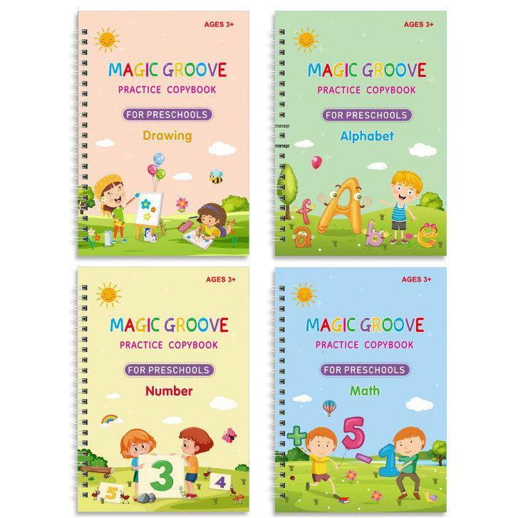 Children's Calligraphy Practice Book: English, Pinyin, and Number Groove Pen Control Training