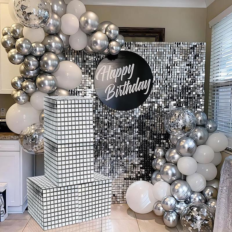 1/4PCS Scene Props Shiny Silver Magic Cube Shape Creative Packaging box Party decorations Candy box Retro 25x25x25cm