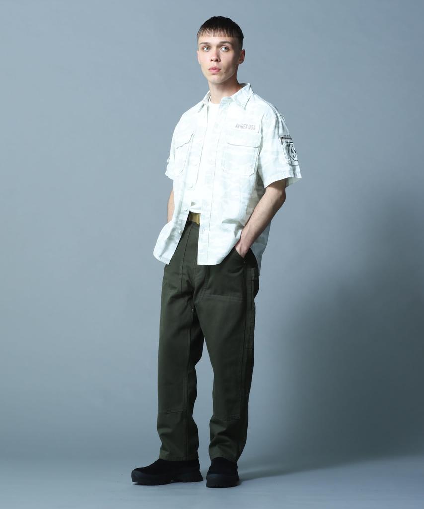 AVIREX BASIC FATIGUE SHORT SLEEVE SHIRT L 444 White Camo3 783-5923001