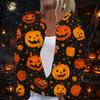 Women's Halloween Print Long Sleeve Knit Cardigan with Button Front