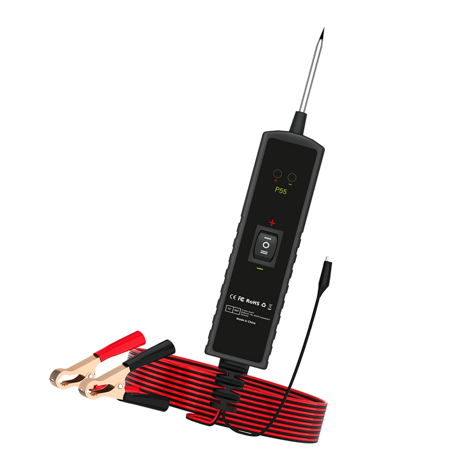 Shoemst Unisex Black Topdiag P55 Automotive Circuit Tester Car Electrical System Short Tester 12 24V Dc With Function Flashlight Component
