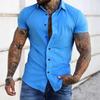 Camicia Casual da Uomo Semplice Estiva a Maniche Corte Colore Unico Giovanile Trendy Sportiva Stile Sottile
