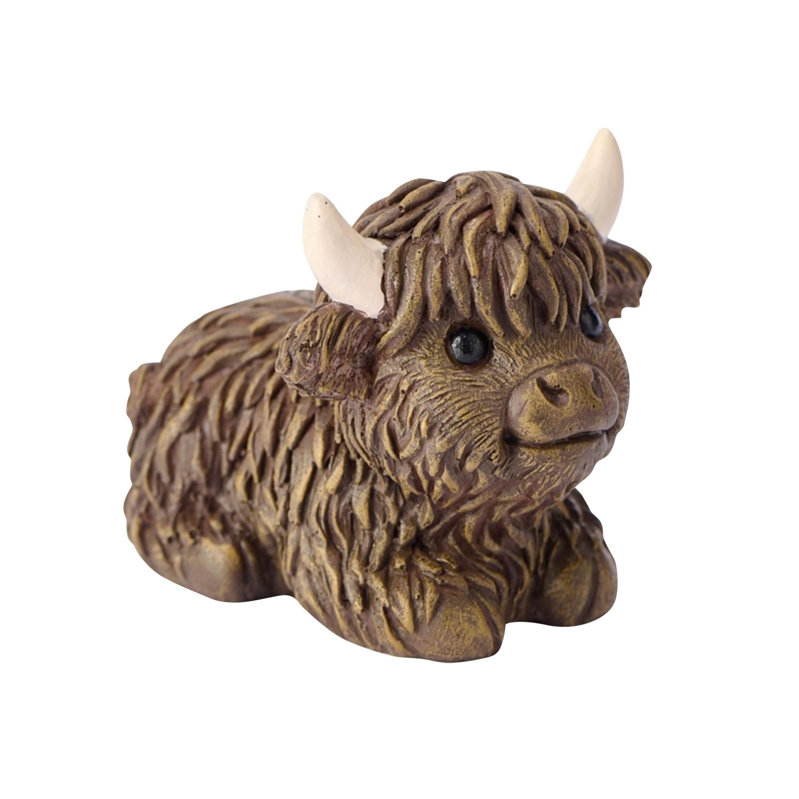 

Cute Resin Simulation Cattle Ornaments Garden Garden Decoration One Size коричневий