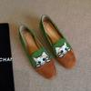 Feerldi Emboridery Cat Flock Shoes Woman Designer Two-tones Loafers New Arrival 2025 Low Heels Ladies Square Toe Moccasin Shoes